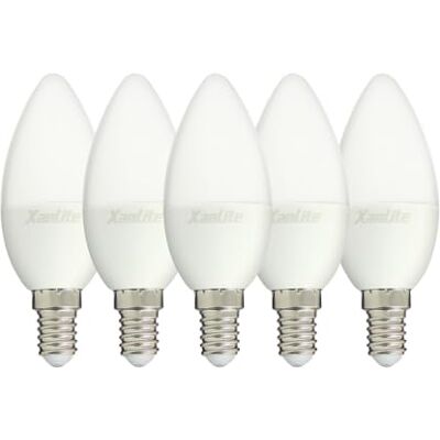 XANLITE Set di 5 lampadine LED a fiamma – attacco E14 – 5 – 5 W cons. (40 W Eq) – luce bianca neutra XANLITE Set di 5 lampadine LED a fiamma – attacco E14 – 5 – 5 W cons. (40 W Eq) – luce bianca neutra