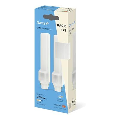 Garza Confezione da 1+1 tubi LED BIAX 2PIN, 820 LM, 8,5 W G24D, risparmio energetico 55%, luce 4000 K neutra, ottica a 360° e facile installazione Garza Confezione da 1+1 tubi LED BIAX 2PIN, 820 LM, 8,5 W G24D, risparmio energetico 55%, luce 4000 K neutra, ottica a 360° e facile installazione