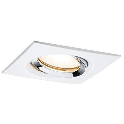 Paulmann 92904 Led Nova Faretto da Incasso Quadrato, Ip65, 7 W, Set Completo con Lampadina Gu10 Bianca Orientabile, In Alluminio, 7 W, Cromato Opaco Paulmann 92904 Led Nova Faretto da Incasso Quadrato, Ip65, 7 W, Set Completo con Lampadina Gu10 Bianca Orientabile, In Alluminio, 7 W, Cromato Opaco