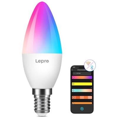 Lepro BC1 AI Smart Lampadina LED E14, Dimmerabile Lampadine 4.9W 470LM RGBW,Luce Bianca,Compatibile con Alexa/Google Home,Controllo Vocale,WiFi,Progettista Illuminazione AI Personalizzato Lepro BC1 AI Smart Lampadina LED E14, Dimmerabile Lampadine 4.9W 470LM RGBW,Luce Bianca,Compatibile con Alexa/Google Home,Controllo Vocale,WiFi,Progettista Illuminazione AI Personalizzato