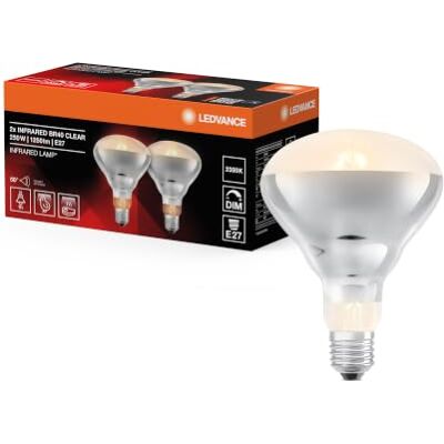 LEDVANCE Lampada a infrarossi 2350 K, 250 W, durata 5.000 h 2350 Kelvin, Lumen, diametro 125 mm, durata di vita 5000 h, IP20, confezione da 2 LEDVANCE Lampada a infrarossi 2350 K, 250 W, durata 5.000 h 2350 Kelvin, Lumen, diametro 125 mm, durata di vita 5000 h, IP20, confezione da 2