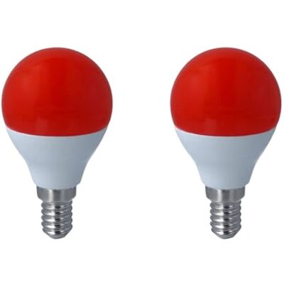 LEDLUX 2 Pezzo Lampadina Led E14 Rosso, 4W=35W 220V, Forma Globo G45, Per Decorazione Feste LEDLUX 2 Pezzo Lampadina Led E14 Rosso, 4W=35W 220V, Forma Globo G45, Per Decorazione Feste