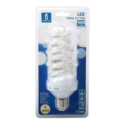 Aigostar LAMPADINA LED SPIRALE B5 18W E27 1850 LUMEN 4000K LUCE NATURALE D61XH160mm ANGOLO 360 GRADI EQUIVALE 118W INCADESCENZA CLASSE A+ Aigostar LAMPADINA LED SPIRALE B5 18W E27 1850 LUMEN 4000K LUCE NATURALE D61XH160mm ANGOLO 360 GRADI EQUIVALE 118W INCADESCENZA CLASSE A+