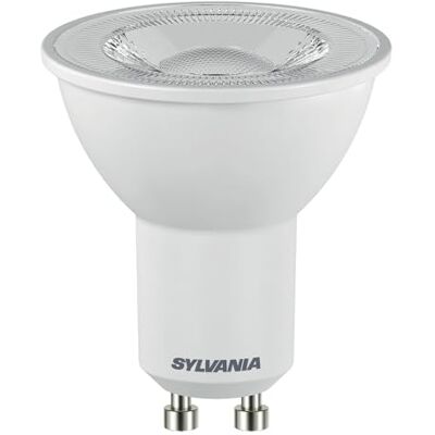 SYLVANIA Lampadina a LED, attacco GU10, 620 lumen, luce diurna (6500 Kelvin), potenza 7 Watt, durata 12000h, diametro 50 mm, lunghezza 56 mm, pistone riflettore trasparente, confezione da 1 SYLVANIA Lampadina a LED, attacco GU10, 620 lumen, luce diurna (6500 Kelvin), potenza 7 Watt, durata 12000h, diametro 50 mm, lunghezza 56 mm, pistone riflettore trasparente, confezione da 1
