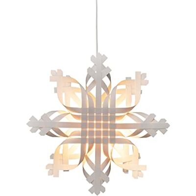 Konstsmide Stella di carta bianca intrecciata, con cavo di collegamento con interruttore on/off, senza lampadina, attacco E14, 230 V, interno, cavo bianco Konstsmide Stella di carta bianca intrecciata, con cavo di collegamento con interruttore on/off, senza lampadina, attacco E14, 230 V, interno, cavo bianco