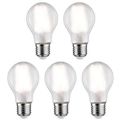 Paulmann Lampadina a filamento LED 230V bulbo E27 confezione da 5 5x7W 5x806lm 60mm opaco vetro 4000K Paulmann Lampadina a filamento LED 230V bulbo E27 confezione da 5 5x7W 5x806lm 60mm opaco vetro 4000K
