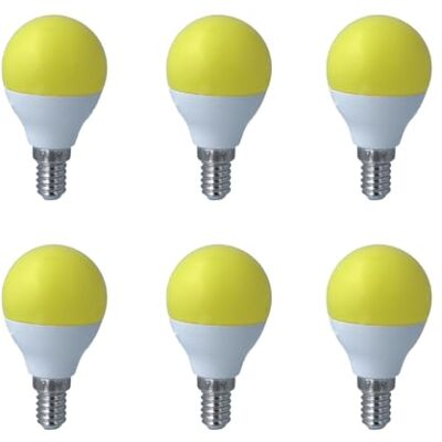 LEDLUX 6 Pezzo Lampadina Led E14 Giallo, 4W=35W 220V, Forma Globo G45, Per Decorazione Feste LEDLUX 6 Pezzo Lampadina Led E14 Giallo, 4W=35W 220V, Forma Globo G45, Per Decorazione Feste