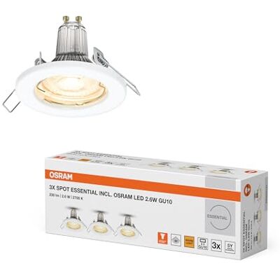 OSRAM LED Spot Set Recess Essential GU10 3x2.6W GU10 White OSRAM LED Spot Set Recess Essential GU10 3x2.6W GU10 White
