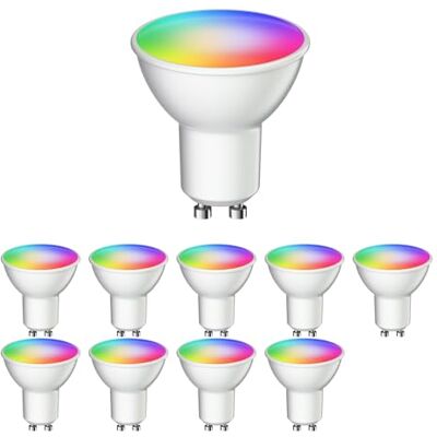 ledscom.de 10x GU10 LED RGB, PAR16, bianco caldo bianco freddo (2900-6200 K), 5,5 W, 473lm, 103°, Smart Home, WLAN, Alexa, opaco ledscom.de 10x GU10 LED RGB, PAR16, bianco caldo bianco freddo (2900-6200 K), 5,5 W, 473lm, 103°, Smart Home, WLAN, Alexa, opaco