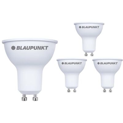 Blaupunkt GU10 riflettore 5W 500lm 6000K Bianco Freddo, Confezione da 4 Equivalente a 50W, Non dimmerabile, Risparmio energetico, Finitura opaca, IRC elevato – per espositori e scale Blaupunkt GU10 riflettore 5W 500lm 6000K Bianco Freddo, Confezione da 4 Equivalente a 50W, Non dimmerabile, Risparmio energetico, Finitura opaca, IRC elevato – per espositori e scale