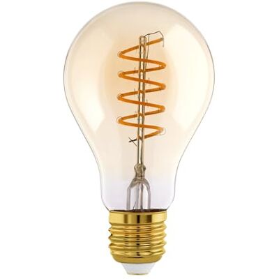 Eglo LED E27 dimmerabile, lampadina con spirale, lampada vintage ambra, illuminazione retrò, 4 W (equivalente a 25 W), 245 Lumen, illuminante bianco caldo, 2200k, Edison A75, Ø 7,5 cm Eglo LED E27 dimmerabile, lampadina con spirale, lampada vintage ambra, illuminazione retrò, 4 W (equivalente a 25 W), 245 Lumen, illuminante bianco caldo, 2200k, Edison A75, Ø 7,5 cm