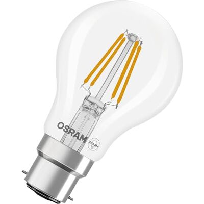 OSRAM Lampada LED Star bulb A40 a filamento, 4000 K bianco neutro, 3,4 W, B22d, trasparente, 470 lm, 15.000 h, per lampade da soffitto e da terra, ufficio,6-Pack OSRAM Lampada LED Star bulb A40 a filamento, 4000 K bianco neutro, 3,4 W, B22d, trasparente, 470 lm, 15.000 h, per lampade da soffitto e da terra, ufficio,6-Pack