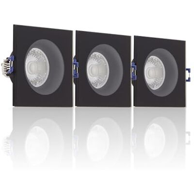 XANLITE Set di 3 faretti GU10 50 W 4000 K, quadrati, colore nero, IP44 XANLITE Set di 3 faretti GU10 50 W 4000 K, quadrati, colore nero, IP44