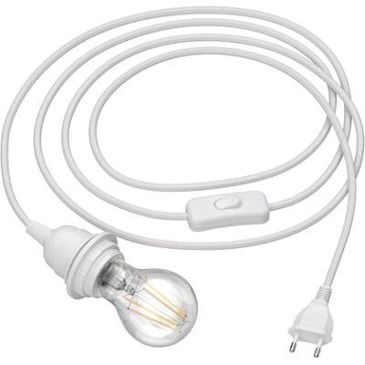 ledscom.de Cavo LEKA con spina, interruttore, 3 m, bianco, incl. lampada E27, classe di efficienza energetica A (bianco caldo, 4W, 848lm) ledscom.de Cavo LEKA con spina, interruttore, 3 m, bianco, incl. lampada E27, classe di efficienza energetica A (bianco caldo, 4W, 848lm)