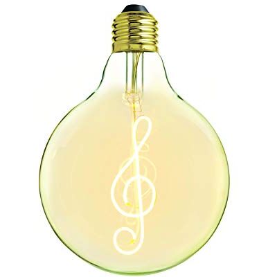 AMARCORDS Lampadina Led dimmerabile, filamento a CHIAVE DI VIOLINO, luce calda 2000K, vetro ambrato tipo globo, E27, 4W AMARCORDS Lampadina Led dimmerabile, filamento a CHIAVE DI VIOLINO, luce calda 2000K, vetro ambrato tipo globo, E27, 4W