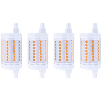 LEDLUX 4 Pezzi Lampadina Led R7S 78mm, 9W=80W 1020lm, Diametro 28mm, Angolo 360°, Bianco Caldo 3000K LEDLUX 4 Pezzi Lampadina Led R7S 78mm, 9W=80W 1020lm, Diametro 28mm, Angolo 360°, Bianco Caldo 3000K