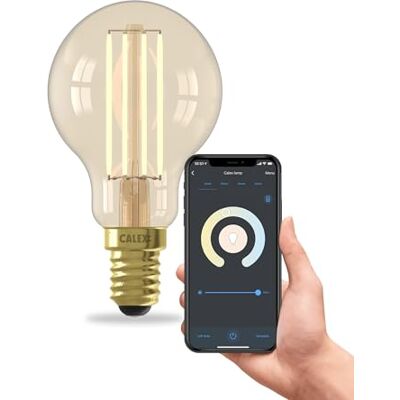 CALEX Lampadina LED Smart, E14, P45, Filamento Oro, luce calda, Dimmerabile, controllo app Wi-Fi & vocale CALEX Lampadina LED Smart, E14, P45, Filamento Oro, luce calda, Dimmerabile, controllo app Wi-Fi & vocale
