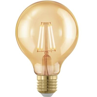 Eglo Lampadina Golden Vintage a Led E27 dimmerabile, Luce Led per illuminazione retrò, quattro watt (equivalente a 30 watt), 320 Lumen, E27 Led bianco caldo, 1700 Kelvin, lampada Edison Eglo Lampadina Golden Vintage a Led E27 dimmerabile, Luce Led per illuminazione retrò, quattro watt (equivalente a 30 watt), 320 Lumen, E27 Led bianco caldo, 1700 Kelvin, lampada Edison
