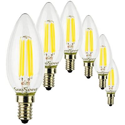SUNSEED 6x Lampadina E14 Filamento LED 6W Candela C35 806 Lm Luce Naturale 4000K, 60W Equivalente SUNSEED 6x Lampadina E14 Filamento LED 6W Candela C35 806 Lm Luce Naturale 4000K, 60W Equivalente