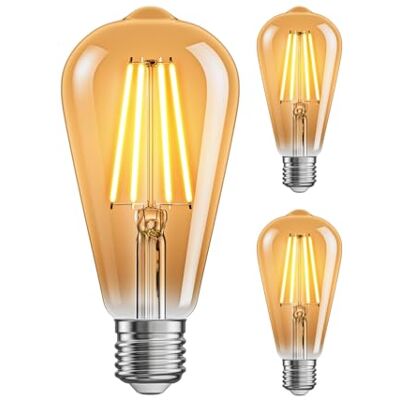 ledscom.de 3x lampadina LED E27, ST64, bianco extra caldo (2500 K), 7,2 W, 814lm, dimmer a 3 livelli, colore oro ledscom.de 3x lampadina LED E27, ST64, bianco extra caldo (2500 K), 7,2 W, 814lm, dimmer a 3 livelli, colore oro