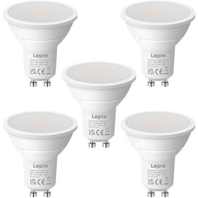 Lepro Lampadina D GU10, 4.5W Equivanti a 50W Alogena, Luce Bianca Calda 2700K, 345 LM, Angolo del Fascio 100°, Faretto D da Incasso non Dimmerabi,5pezzi Lepro Lampadina D GU10, 4.5W Equivanti a 50W Alogena, Luce Bianca Calda 2700K, 345 LM, Angolo del Fascio 100°, Faretto D da Incasso non Dimmerabi,5pezzi