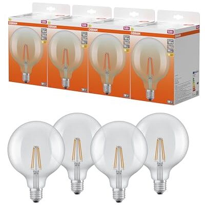 OSRAM Lampada LED Star Globe G125 60 Filament, 2700 K bianco caldo, 5,9 W, E27, trasparente, 806 lm, 15.000 h, per apparecchi a sospensione, forma sferica grande,4-Pack OSRAM Lampada LED Star Globe G125 60 Filament, 2700 K bianco caldo, 5,9 W, E27, trasparente, 806 lm, 15.000 h, per apparecchi a sospensione, forma sferica grande,4-Pack