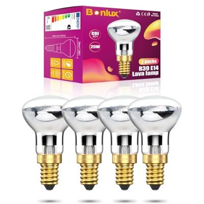 Bonlux 4x R39 E14 Lampadine a Riflettore Faretti Lampada Lava Dimmerabile 25-W Edison Base a Vite SES Lampadine a Bianco Caldo 2400-2600K Angolo a Fascio Largo 360 Gradi 230V Bonlux 4x R39 E14 Lampadine a Riflettore Faretti Lampada Lava Dimmerabile 25-W Edison Base a Vite SES Lampadine a Bianco Caldo 2400-2600K Angolo a Fascio Largo 360 Gradi 230V