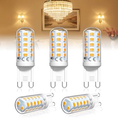 Bonlux Lampadine LED G9 Dimmerabile, Bianco Calda 2200K, Ambr, Eyeshield, 4W Equivalente Alogena 40W G 9 Lampade LED Attacco GU9, Risparmio Energetico, Senza Sfarfallio, AC 220-240V, 5 Pezzi Bonlux Lampadine LED G9 Dimmerabile, Bianco Calda 2200K, Ambr, Eyeshield, 4W Equivalente Alogena 40W G 9 Lampade LED Attacco GU9, Risparmio Energetico, Senza Sfarfallio, AC 220-240V, 5 Pezzi