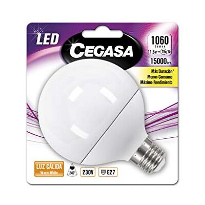CEGASA LAMPARA LED G95 14W 1400LM E27 BL1 Caldo 2700K G Nero Standard CEGASA LAMPARA LED G95 14W 1400LM E27 BL1 Caldo 2700K G Nero Standard