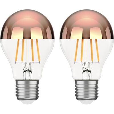 ledscom.de 2x lampadina LED E27, A60, bianco caldo (2600 K), 7,5 W, 839lm, specchio frontale (oro rosa) ledscom.de 2x lampadina LED E27, A60, bianco caldo (2600 K), 7,5 W, 839lm, specchio frontale (oro rosa)