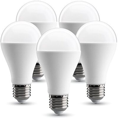 V-TAC LED E27, 17W, A65 a 120W, 1800 lumen, Luce del giorno (4000K), non dimmerabile, confezione da 5 V-TAC LED E27, 17W, A65 a 120W, 1800 lumen, Luce del giorno (4000K), non dimmerabile, confezione da 5