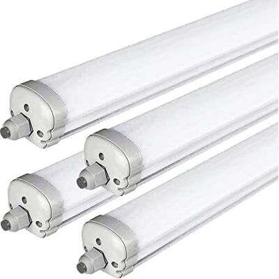 Zone Set di lampade a LED per ambienti umidi, 120 cm, 4000 K, bianco 4320 lm, sostituisce 250 W, CRI superiore a 80, grado di protezione IP65, per cantina, garage e officina Zone Set di lampade a LED per ambienti umidi, 120 cm, 4000 K, bianco 4320 lm, sostituisce 250 W, CRI superiore a 80, grado di protezione IP65, per cantina, garage e officina