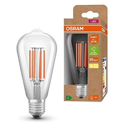 OSRAM LED Lampada a risparmio energetico, filamento Edison, E27, bianco caldo (3000K), 4 watt, sostituisce la lampadina da 60W, altamente efficiente e a risparmio energetico, confezione da 6 OSRAM LED Lampada a risparmio energetico, filamento Edison, E27, bianco caldo (3000K), 4 watt, sostituisce la lampadina da 60W, altamente efficiente e a risparmio energetico, confezione da 6