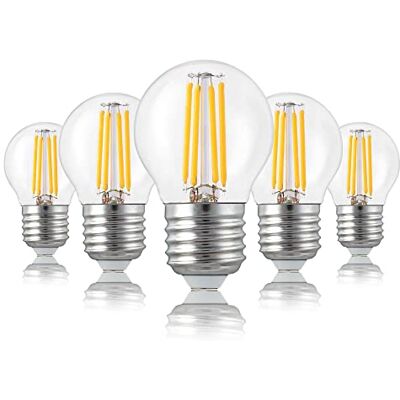 Hellum 5x lampadine LED mini globo E27 4,5W sostituisce 40W vetro chiaro Lampadina mini globo 470 lm, 2700 K, lampade E27, filamento LED, sostituisce 40W Incandescenza, Lampada LED G45 209112 Hellum 5x lampadine LED mini globo E27 4,5W sostituisce 40W vetro chiaro Lampadina mini globo 470 lm, 2700 K, lampade E27, filamento LED, sostituisce 40W Incandescenza, Lampada LED G45 209112