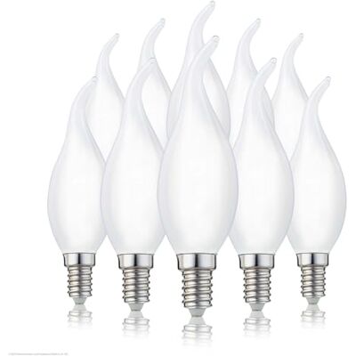 Hellum 10x Lampadine LED candela vento E14 2,2W sostituisce 25W opaco Lampadina a fiamma luce calda 250 lm, 2700 K, E14, filamento LED, lampade bianco caldo, sostituisce 25W 220292 Hellum 10x Lampadine LED candela vento E14 2,2W sostituisce 25W opaco Lampadina a fiamma luce calda 250 lm, 2700 K, E14, filamento LED, lampade bianco caldo, sostituisce 25W 220292