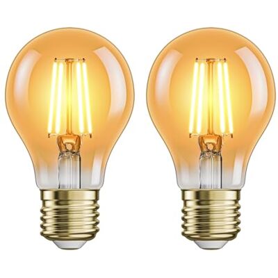 ledscom.de 2x lampadina LED E27, A60, bianco extra caldo (2500 K), 4,2 W, 471lm, color oro ledscom.de 2x lampadina LED E27, A60, bianco extra caldo (2500 K), 4,2 W, 471lm, color oro