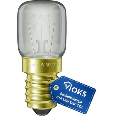 VIOKS Lampadina a incandescenza E14, 15 W, 230 V, 300 °C, 22 mm, diametro 48 mm, per forno VIOKS Lampadina a incandescenza E14, 15 W, 230 V, 300 °C, 22 mm, diametro 48 mm, per forno