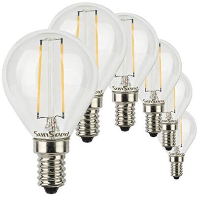 SUNSEED 6x Lampadina E14 Filamento LED 3W Sfera G45 350 Lumen Luce Calda 2700K, 32W Equivalente SUNSEED 6x Lampadina E14 Filamento LED 3W Sfera G45 350 Lumen Luce Calda 2700K, 32W Equivalente