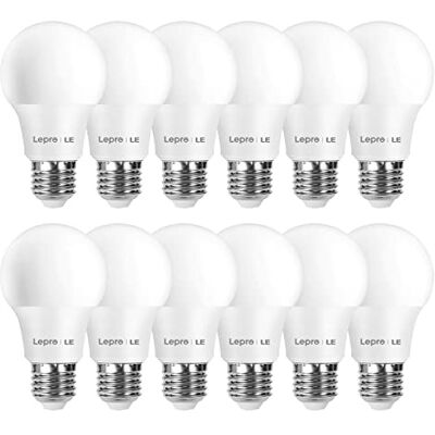 Lepro Lampadine led e27(12 Pezzi), LE Lampadina led e27 8.8 W, Luce Bianca Calda 2700K, 806 lumen, Equivalente a Lampadina a incandescenza da 60W, Pacco da 12 Lepro Lampadine led e27(12 Pezzi), LE Lampadina led e27 8.8 W, Luce Bianca Calda 2700K, 806 lumen, Equivalente a Lampadina a incandescenza da 60W, Pacco da 12