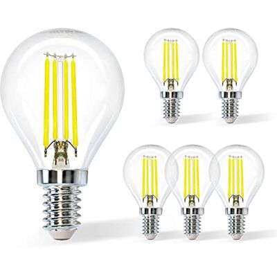 Aigostar Filamento Lampadina Led E14 Luce Fredda 6500K,4W Equivalenti a 40W,470Lm,G45 Stile Vintage, Non Dimmerabile, Pacco da 5 Pezzi Aigostar Filamento Lampadina Led E14 Luce Fredda 6500K,4W Equivalenti a 40W,470Lm,G45 Stile Vintage, Non Dimmerabile, Pacco da 5 Pezzi