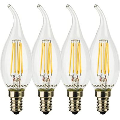 SUNSEED 4x Lampadina E14 Filamento LED 6W Colpo di Vento 806 Lumen Luce Naturale 4000K, 60W Equivalente SUNSEED 4x Lampadina E14 Filamento LED 6W Colpo di Vento 806 Lumen Luce Naturale 4000K, 60W Equivalente