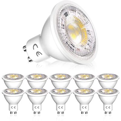 Bonlux Lampadina a LED GU10, dimmerabile, luce bianca calda, 3000 K, 5 W, sostituisce lampadine alogene da 50 W, angolo di diffusione di 38°, LED 220 V-240 V, GU10, 10 pezzi Bonlux Lampadina a LED GU10, dimmerabile, luce bianca calda, 3000 K, 5 W, sostituisce lampadine alogene da 50 W, angolo di diffusione di 38°, LED 220 V-240 V, GU10, 10 pezzi