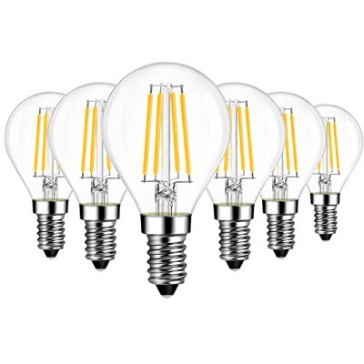 LVWIT Lampadina Filamento LED Attacco E14, Forma G45, 7W Equivalenti a 75W, 1055Lm, Luce Bianca Calda 2700K, Consumo Basso, Risparmio Energetico, Non Dimmerabile, Pacco da 6 Unità LVWIT Lampadina Filamento LED Attacco E14, Forma G45, 7W Equivalenti a 75W, 1055Lm, Luce Bianca Calda 2700K, Consumo Basso, Risparmio Energetico, Non Dimmerabile, Pacco da 6 Unità