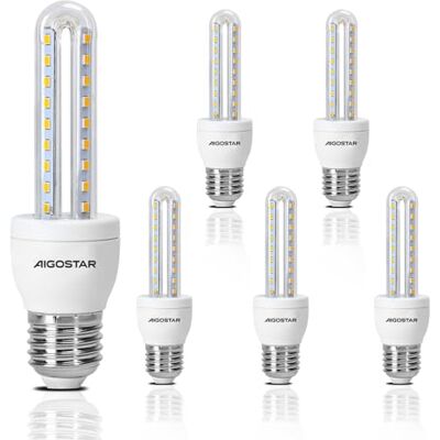 Aigostar Lampadina LED E27 8W, Luce Calda 3000K,730 Lumen,Angolo a Fascio 360°, Non Dimmerabile, Pacco da 5 Aigostar Lampadina LED E27 8W, Luce Calda 3000K,730 Lumen,Angolo a Fascio 360°, Non Dimmerabile, Pacco da 5