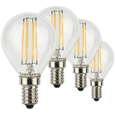 SUNSEED 4x Lampadina E14 Filamento LED 6W Sfera G45 806 Lumen Luce Calda 2700K, 60W Equivalente SUNSEED 4x Lampadina E14 Filamento LED 6W Sfera G45 806 Lumen Luce Calda 2700K, 60W Equivalente