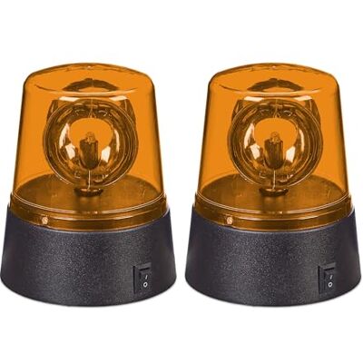 Relaxdays Lampada Polizia Party, Set 2 LED Lampeggianti, Riflettore Girevole, a Batteria, Luce Stroboscopica, Arancione Relaxdays Lampada Polizia Party, Set 2 LED Lampeggianti, Riflettore Girevole, a Batteria, Luce Stroboscopica, Arancione