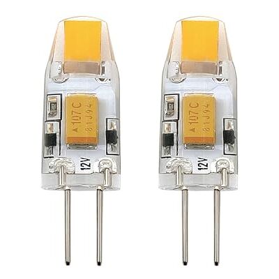Eglo LED G4 dimmerabile base a perno, set di 2 lampadine a doppia spina, 1,2 Watt ciascuna (equivalente a 11 Watt), 12V, 100 Lumen, illuminante bianco caldo, 2700k, Ø 1 cm Eglo LED G4 dimmerabile base a perno, set di 2 lampadine a doppia spina, 1,2 Watt ciascuna (equivalente a 11 Watt), 12V, 100 Lumen, illuminante bianco caldo, 2700k, Ø 1 cm