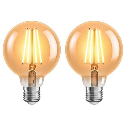 ledscom.de 2x lampadina LED E27, G95, bianco extra caldo (2500 K), 7,3 W, 818lm, dimmer a 3 livelli, colore oro ledscom.de 2x lampadina LED E27, G95, bianco extra caldo (2500 K), 7,3 W, 818lm, dimmer a 3 livelli, colore oro