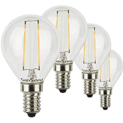 SUNSEED 4x Lampadina E14 Filamento LED 2W Sfera G45 250 Lumen Luce Calda 2700K, 25W Equivalente SUNSEED 4x Lampadina E14 Filamento LED 2W Sfera G45 250 Lumen Luce Calda 2700K, 25W Equivalente