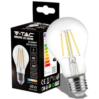 V-TAC VT-1887 Lampadina a sfera a LED E27 potenza 6 W A60 Luce calda V-TAC VT-1887 Lampadina a sfera a LED E27 potenza 6 W A60 Luce calda